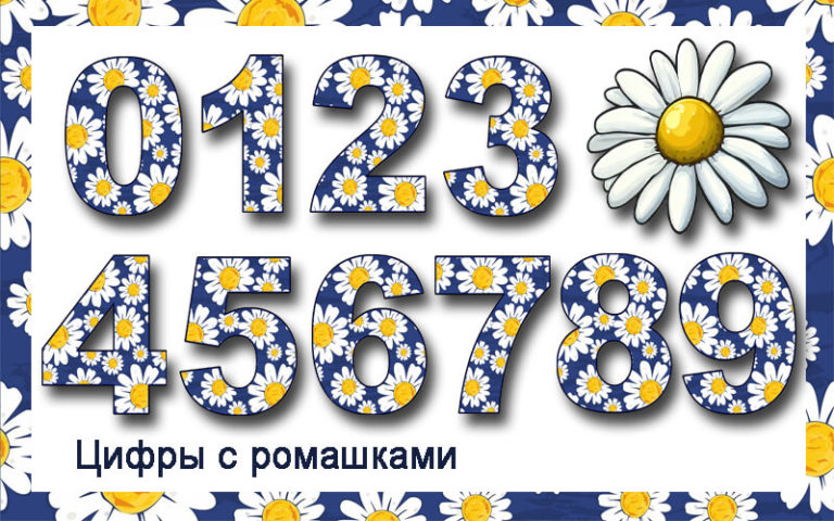 Цифры с ромашками для вырезания и оформления распечатать