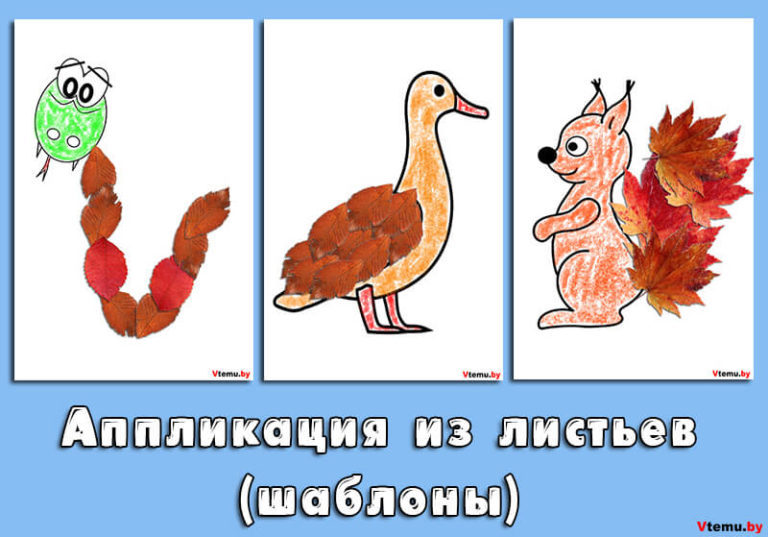 Аппликация из осенних листьев для 1 класса (шаблоны)